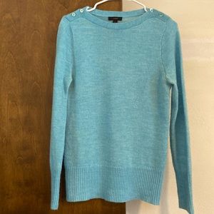 JCREW mohair sweater. Boat neck with buttons. Light blue teal color. Size US M.